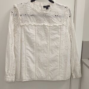 J. Crew Ivory Eyelet Floral Top 100% Cotton